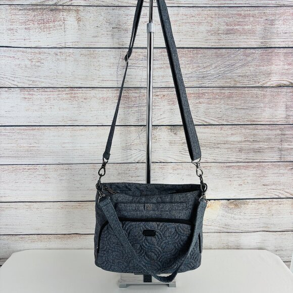 Lug Samba Quilted Gray Crossbody Textured Cloth Design - Picture 3 of 14